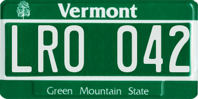 VT license plate LRO042