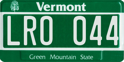 VT license plate LRO044