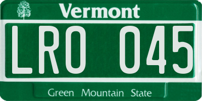 VT license plate LRO045