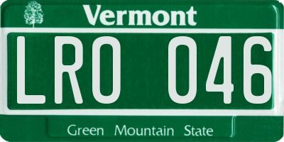VT license plate LRO046