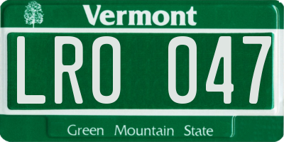 VT license plate LRO047
