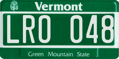 VT license plate LRO048