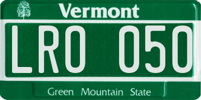 VT license plate LRO050