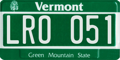 VT license plate LRO051