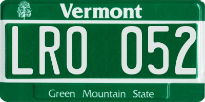 VT license plate LRO052
