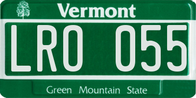 VT license plate LRO055