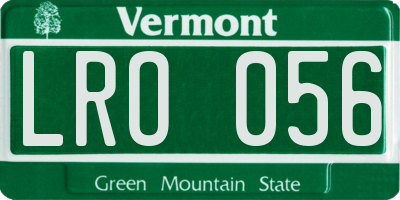 VT license plate LRO056