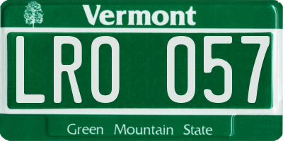 VT license plate LRO057