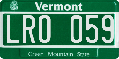 VT license plate LRO059