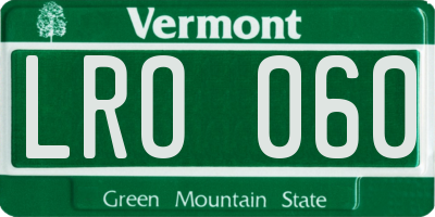 VT license plate LRO060