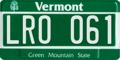 VT license plate LRO061