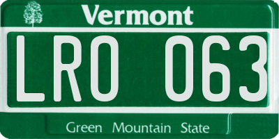 VT license plate LRO063
