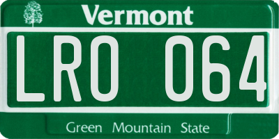 VT license plate LRO064