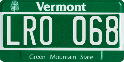 VT license plate LRO068