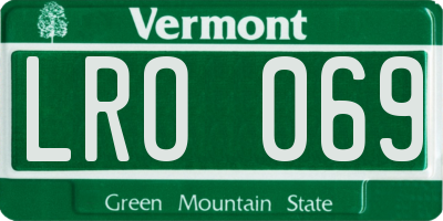 VT license plate LRO069