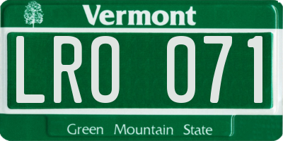 VT license plate LRO071