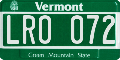 VT license plate LRO072