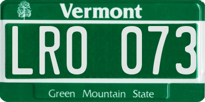VT license plate LRO073
