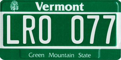 VT license plate LRO077
