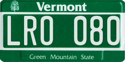 VT license plate LRO080