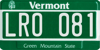 VT license plate LRO081