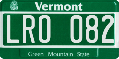 VT license plate LRO082