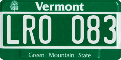 VT license plate LRO083