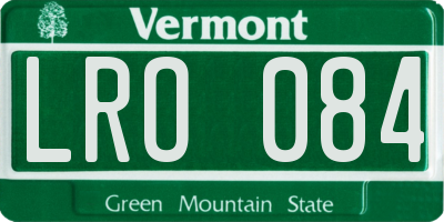 VT license plate LRO084