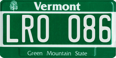 VT license plate LRO086