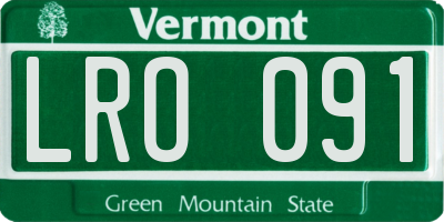 VT license plate LRO091