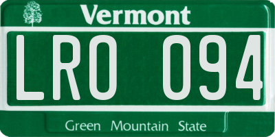 VT license plate LRO094