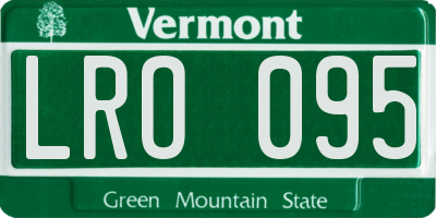 VT license plate LRO095