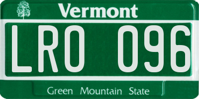 VT license plate LRO096