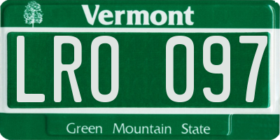 VT license plate LRO097