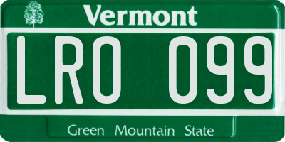 VT license plate LRO099