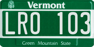 VT license plate LRO103