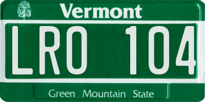 VT license plate LRO104