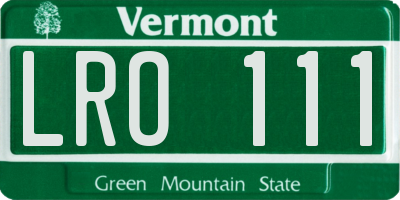 VT license plate LRO111