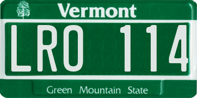 VT license plate LRO114