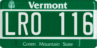 VT license plate LRO116