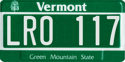 VT license plate LRO117