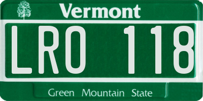 VT license plate LRO118