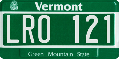 VT license plate LRO121