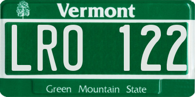 VT license plate LRO122