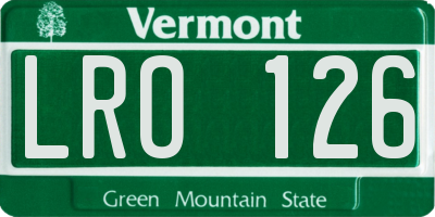 VT license plate LRO126