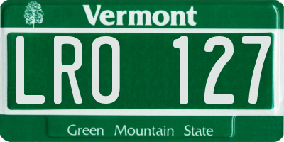 VT license plate LRO127