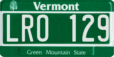 VT license plate LRO129