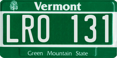 VT license plate LRO131