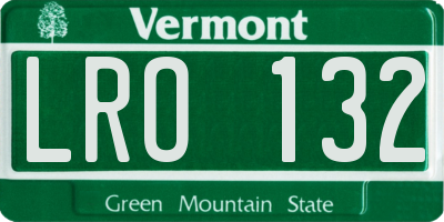 VT license plate LRO132