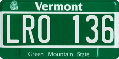 VT license plate LRO136